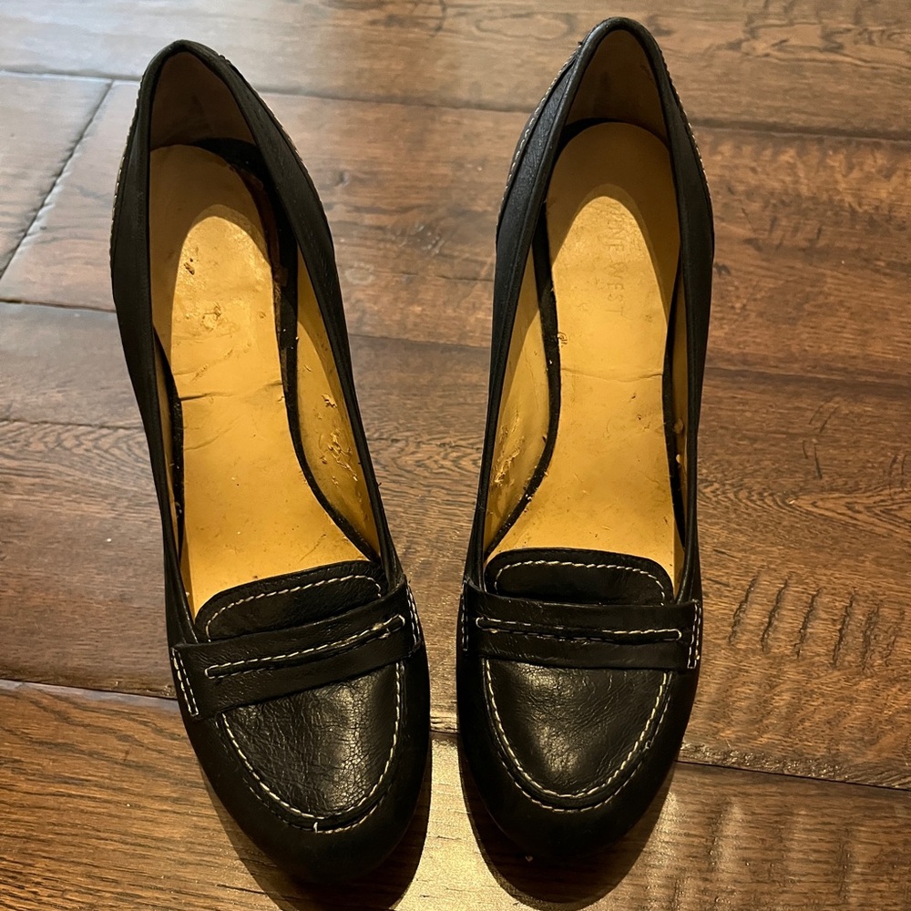 Nine West Black Heeled Loafers